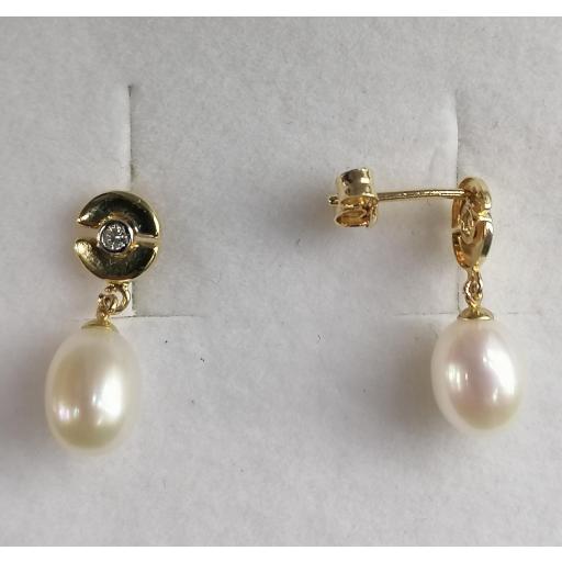 Pendientes largos de oro y perlas cultivadas para mujer [1]