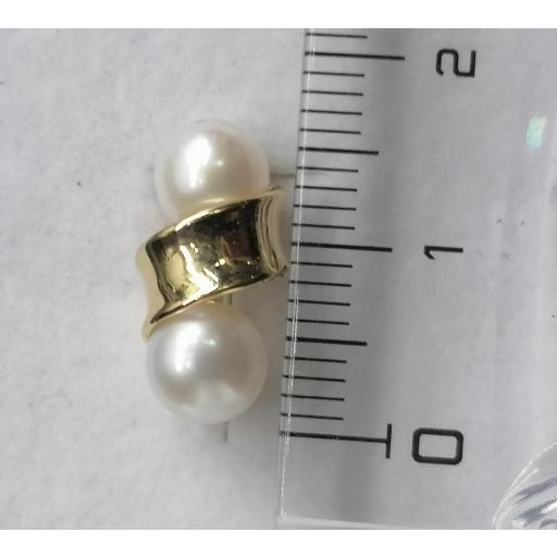 Pendientes doble perla en oro amarillo [2]