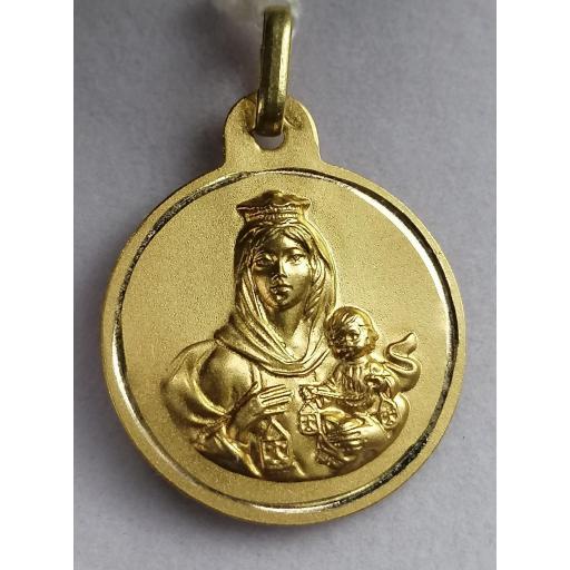 Medalla Escapulario Oro 18k con Virgen del Carmen y Corazón de Jesús - 22 mm, Descuento 15% [0]