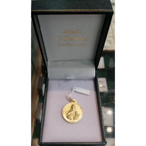 Medalla Escapulario Oro 18k con Virgen del Carmen y Corazón de Jesús - 22 mm, Descuento 15% [2]