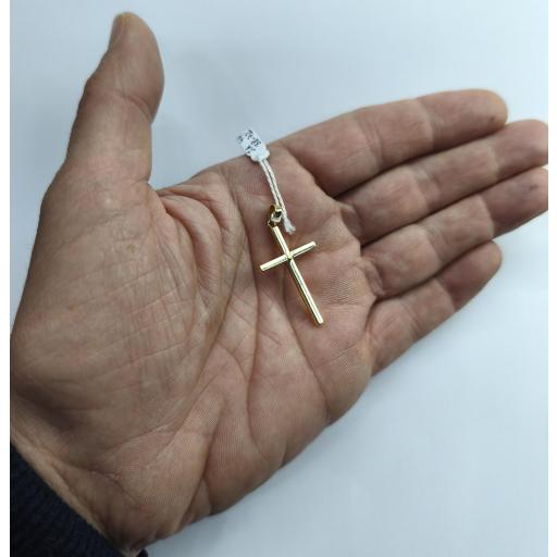 Cruz de oro de 18 quilates lisa cuadrada mediana grande 37,5 mm semi hueca brillo [1]