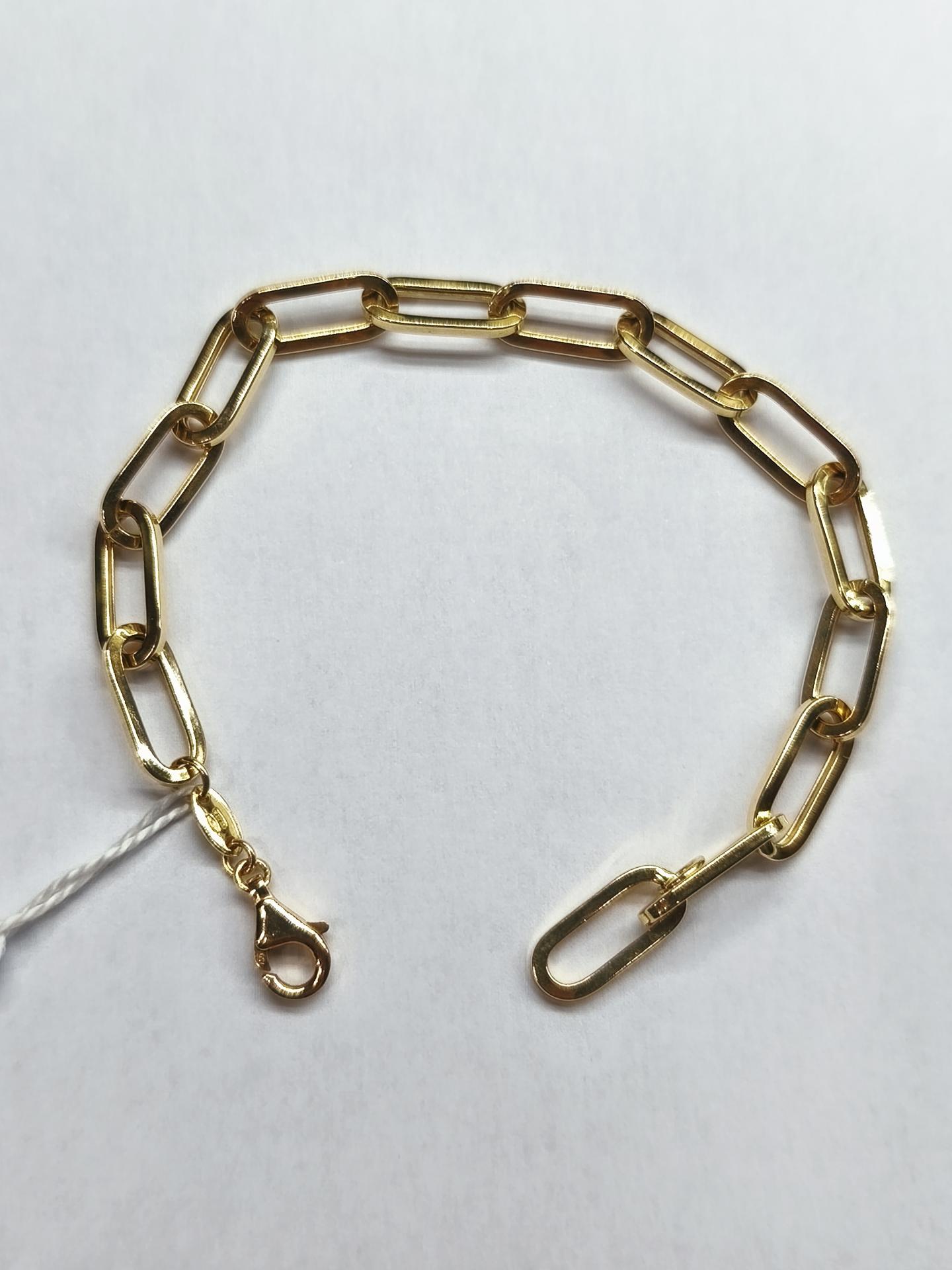 Pulsera oro 18K mujer eslabones ovalados lisos 19 cm