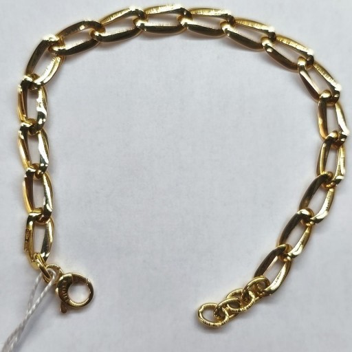 Pulsera oro 18K mujer eslabones alargados planos 20 cm