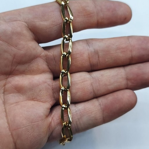 Pulsera oro 18K mujer eslabones alargados planos 20 cm [2]