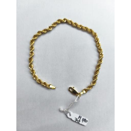 Pulsera cordón oro 18K unisex para diario 19,5 cm [0]