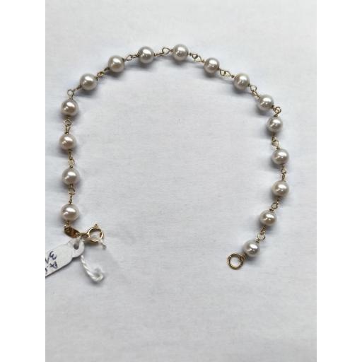 Pulsera oro 18K niña comunión con perlas cultivadas de río