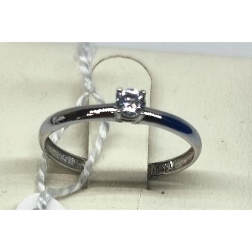 Solitario de oro blanco 18K con circonita para pedida talla 10