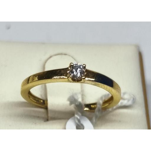Solitario oro amarillo 18K con diamante brillante 0,12 ct