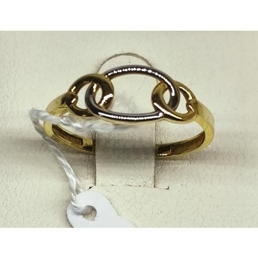 Anillo bicolor oro amarillo y blanco 18K sin piedras para mujer