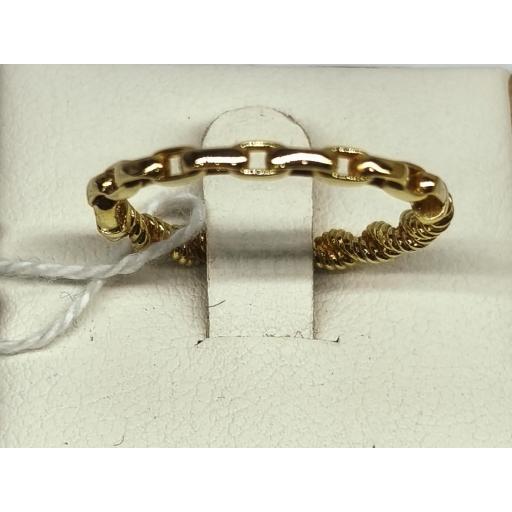 Anillo reversible oro amarillo 18K doble diseño cordón y cadena [1]