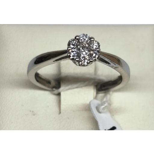 Anillo oro blanco 18K roseta de diamantes para mujer [0]