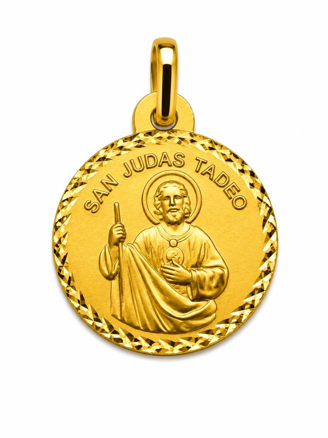 Medalla oro 18K San Judas Tadeo casos dificiles 20 mm