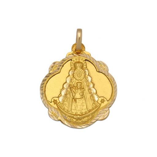 Medalla Oro Virgen Del Rocío Pandereta 16x19 mm