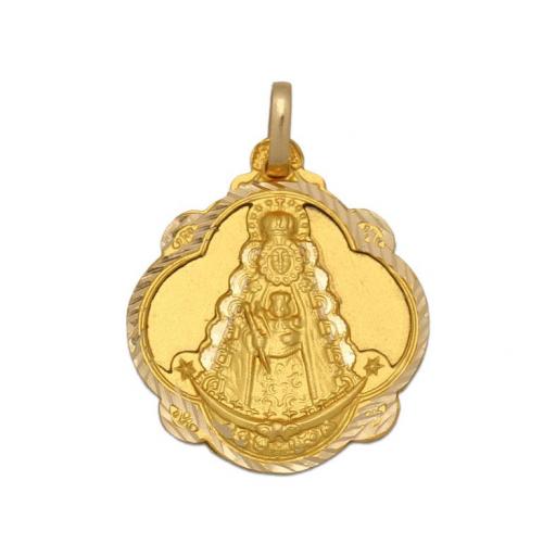 Medalla Oro Virgen Del Rocío Pandereta 20x23 mm