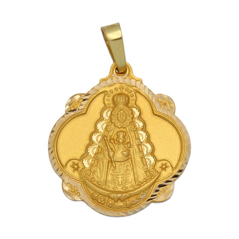 Medalla Oro Virgen Del Rocío Pandereta 24x27 mm