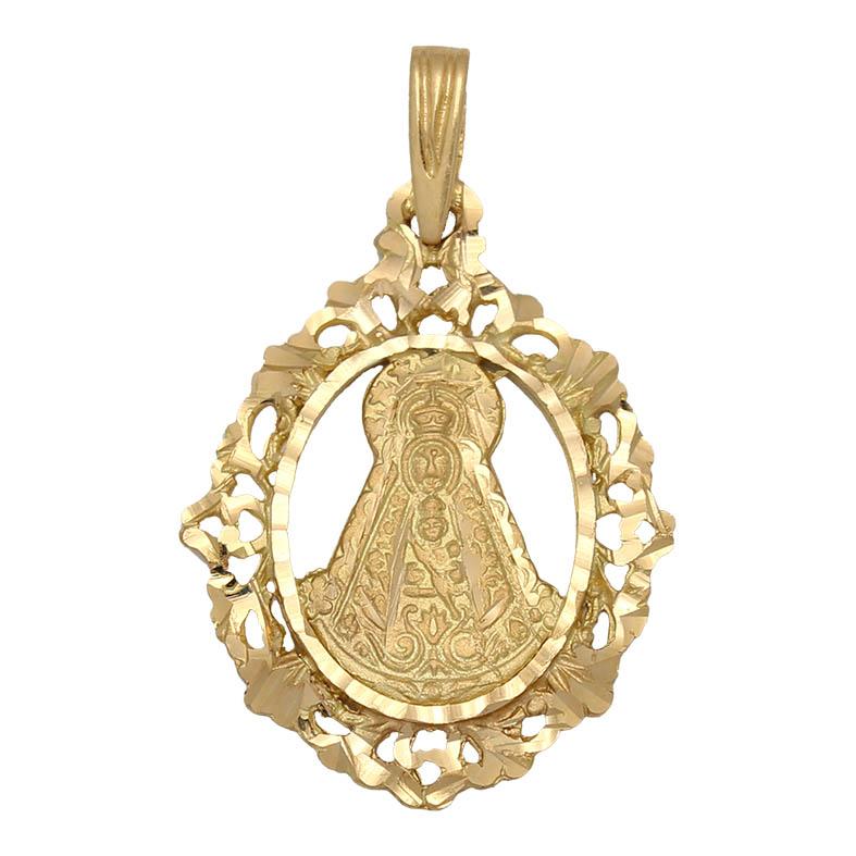 Medalla Oro Virgen Del Rocío Calada 21x28 mm