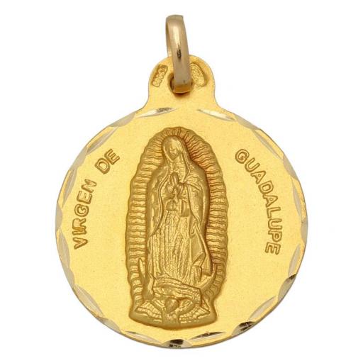 Medalla Oro Virgen De Guadalupe De Mexico Redonda De 21 mm [0]