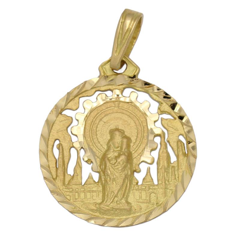 Medalla Oro Virgen Del Pilar Redonda 20 mm