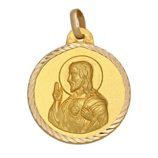 Medalla Sagrado Corazon De Jesus Oro 18 Quilates 18 mm