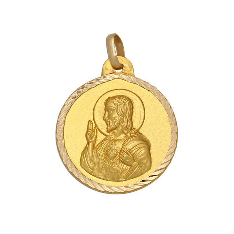 Medalla Sagrado Corazon De Jesus Oro 18 Quilates 14 mm