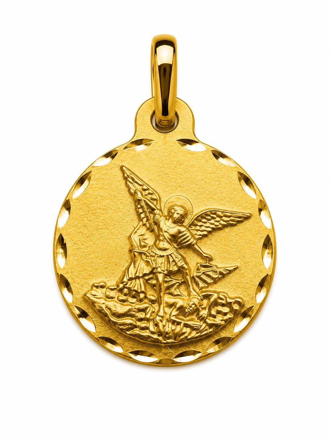 Medalla oro 18K San Miguel Arcangel grabable 21 mm