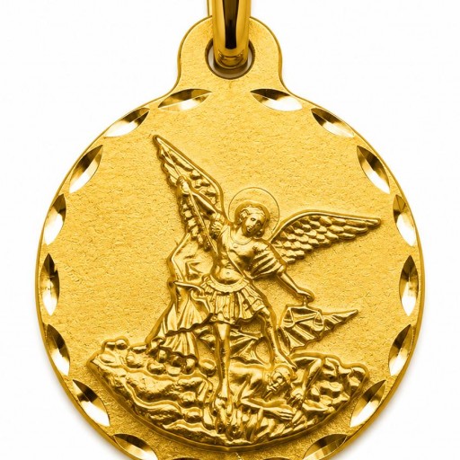 Medalla oro 18K San Miguel Arcangel grabable 21 mm