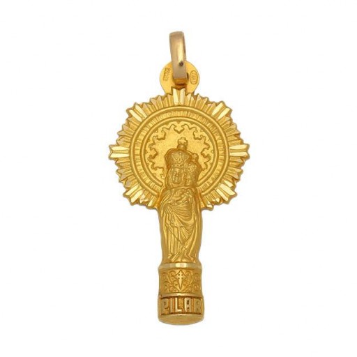 Medalla Oro Virgen Del Pilar Silueta 12X23 mm
