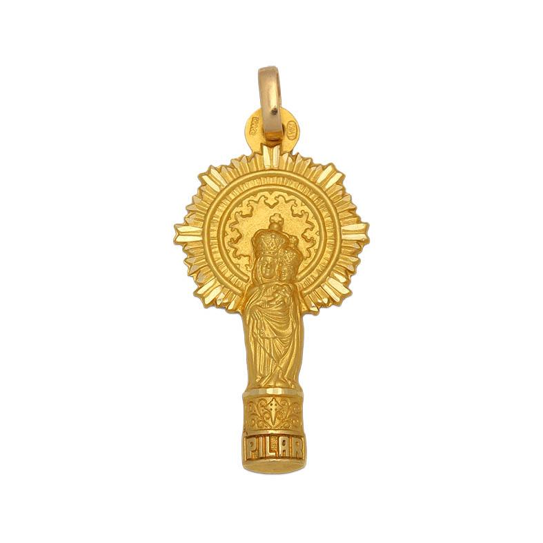 Medalla Oro Virgen Del Pilar Silueta 15X29 mm