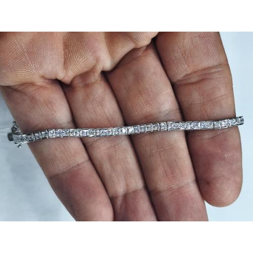 Pulsera rivière oro blanco 18K con circonitas princesa mujer [1]