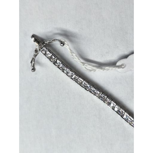 Pulsera rivière oro blanco 18K con circonitas princesa mujer [2]