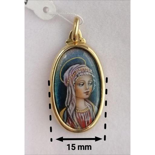 Medalla Esmalte Oro Con Preciosa Virgen [3]