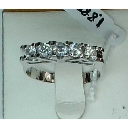 Anillo oro blanco 18K con 5 diamantes 0,58 ct para mujer