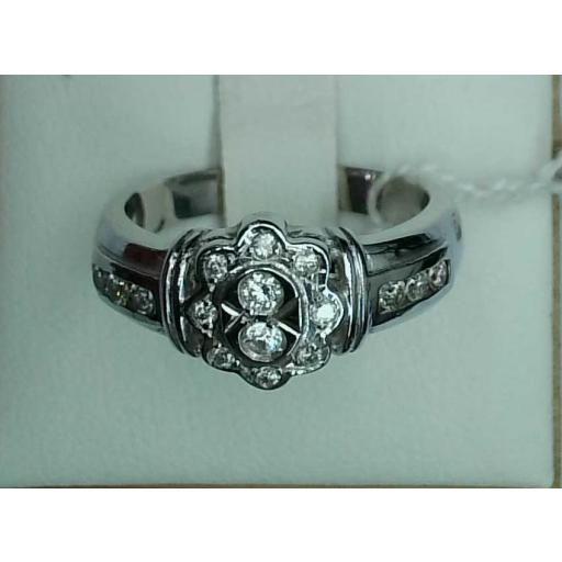 Anillo ancho oro blanco 18K con diamantes 0,28 ct para mujer