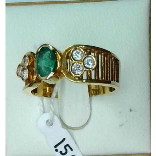 Anillo oro amarillo 18K con esmeralda y diamantes para mujer [1]