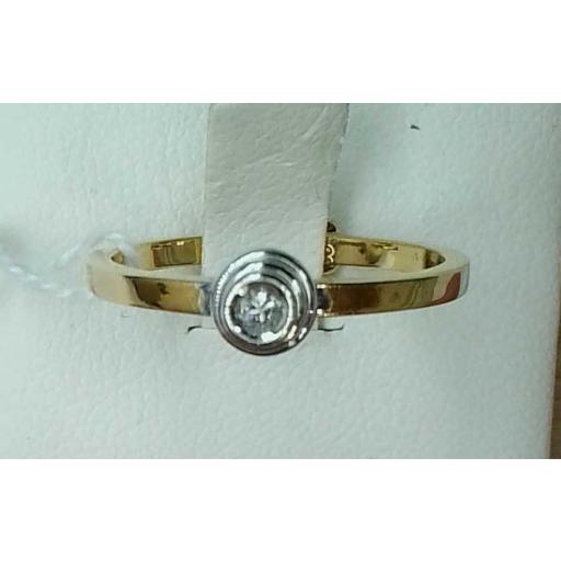 Anillo solitario bicolor oro 18K con diamante para mujer