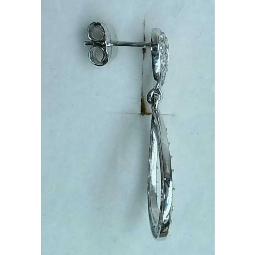 Pendientes lágrima oro blanco 18K con circonitas para mujer [1]