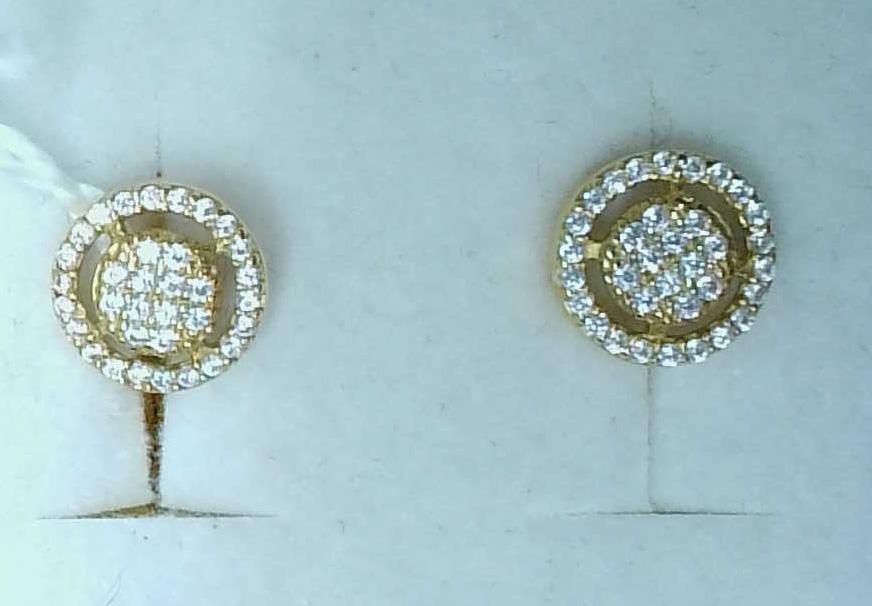 Pendientes pequeños oro amarillo 18K con circonitas para mujer