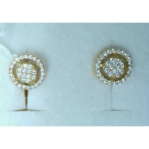 Pendientes pequeños oro amarillo 18K con circonitas para mujer [0]