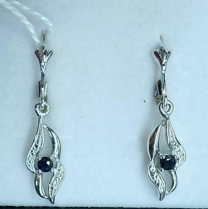 Pendientes largos oro blanco 18K con zafiros azules para mujer