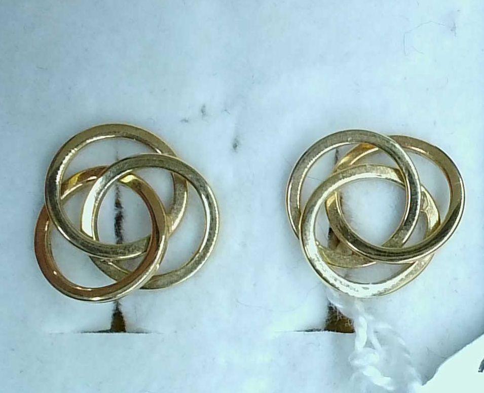 Pendientes cortos oro amarillo 18K círculos con cierre de presión
