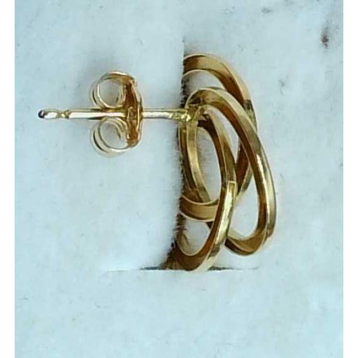 Pendientes cortos oro amarillo 18K círculos con cierre de presión [1]