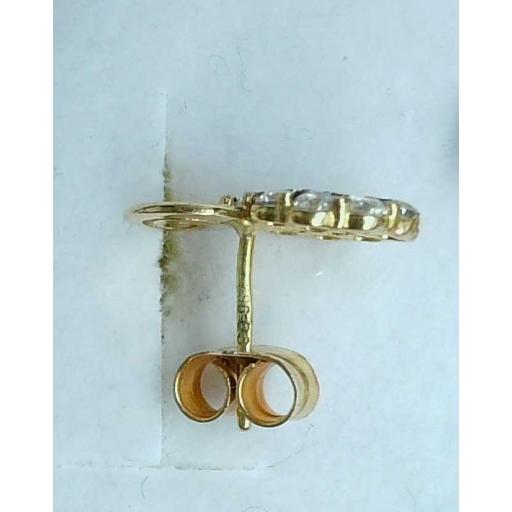 Pendientes cortos oro amarillo 18K con circonitas y cierre de presión [1]