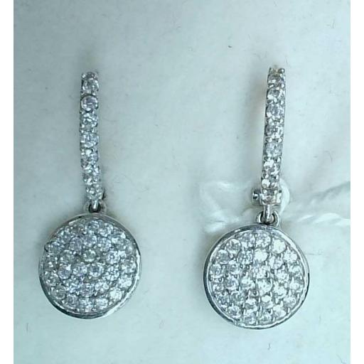 Pendientes novia oro blanco 18K con circonitas y cierre catalán