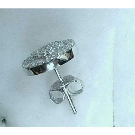 Pendientes cortos oro blanco 18K con circonitas y cierre de presión [1]