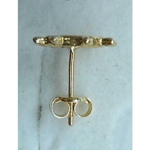 Pendientes cortos oro bicolor 18K modelo timón con presión [1]