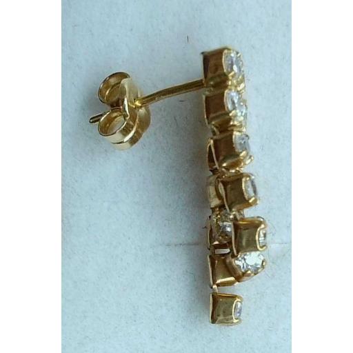 Pendientes flecos oro amarillo 18K con circonitas articuladas [1]