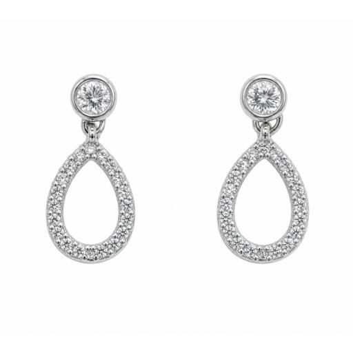 Pendientes pequeños oro blanco 18K con circonitas articulados [2]