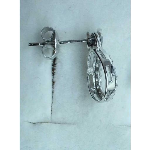 Pendientes pequeños oro blanco 18K con circonitas articulados [1]