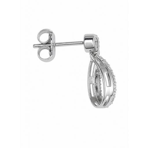 Pendientes pequeños oro blanco 18K con circonitas articulados [3]