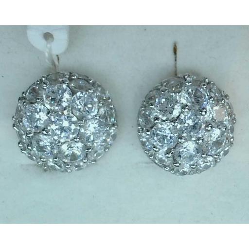 Pendientes media bola oro blanco 18K con circonitas Firmamento